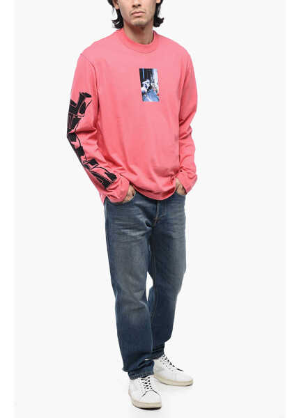 Tricouri Diesel Oversized T-Crane-Ls-L2 Printed T-Shirt Pink Barbati (BM 15316207) 4