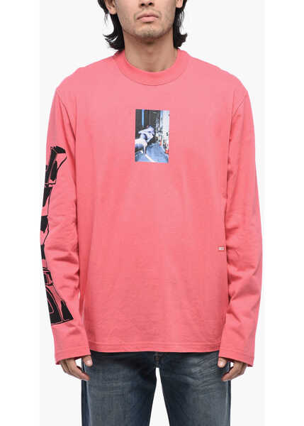 Tricouri Diesel Oversized T-Crane-Ls-L2 Printed T-Shirt Pink Barbati (BM 15316207) 1