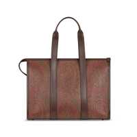 Genti de mana 'Arnica' Brown Medium Handbag With Adjustable And Removable Shoulder Strap And All-Over Paisley Motif In Canvas Woman Femei