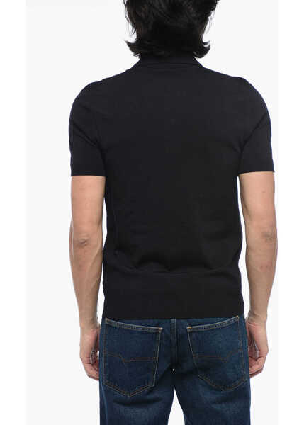 Tricouri Polo Neil Barrett Solid Color Slim Fit Polo Shirt Midnight Blue Barbati (BM 15326692) 2