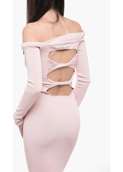 Rochii lungi Blumarine Off-The-Shoulder Flared Dress With Cut Out Detail Pink Femei (BM 15326707) 3