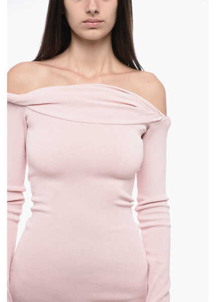 Rochii lungi Blumarine Off-The-Shoulder Flared Dress With Cut Out Detail Pink Femei (BM 15326707) 4