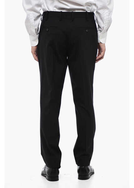 Pantaloni casual Neil Barrett Wool Blend Slim Fit Pants With Belt Loops Black Barbati (BM 15326722) 2