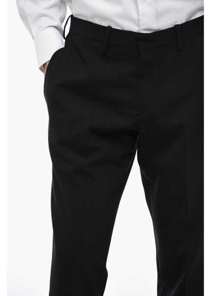 Pantaloni casual Neil Barrett Wool Blend Slim Fit Pants With Belt Loops Black Barbati (BM 15326722) 3