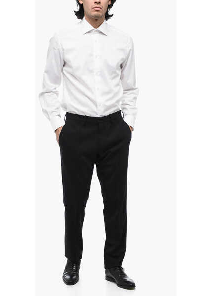 Pantaloni casual Neil Barrett Wool Blend Slim Fit Pants With Belt Loops Black Barbati (BM 15326722) 4