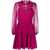 Alberta Ferretti Silk Pleated Dress With Ton-Sur-Ton Embroidery Pink