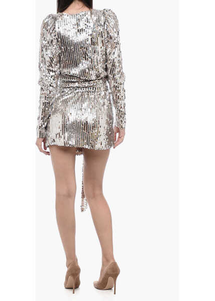 Rochii scurte ROTATE Birger Christensen Sequined Wrap Mini Dress Pink Femei (BM 15326917) 2