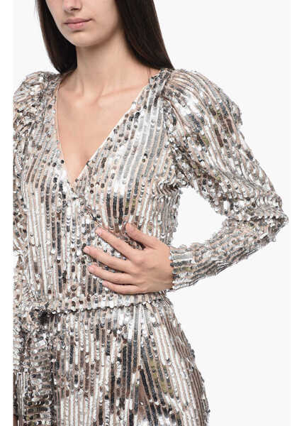 Rochii scurte ROTATE Birger Christensen Sequined Wrap Mini Dress Pink Femei (BM 15326917) 3