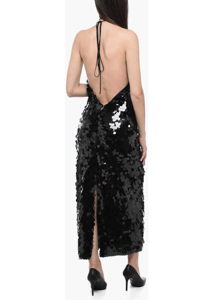Rochii lungi ROTATE Birger Christensen Maxi Slip Dress With Sequins Black Femei (BM 15326926) 2