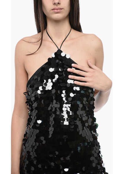 Rochii lungi ROTATE Birger Christensen Maxi Slip Dress With Sequins Black Femei (BM 15326926) 3