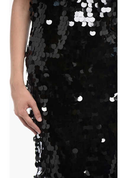 Rochii lungi ROTATE Birger Christensen Maxi Slip Dress With Sequins Black Femei (BM 15326926) 4