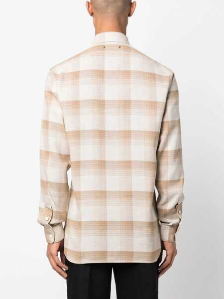 Camasi casual Golden Goose Checkered Alvise Shirt Beige Barbati (BM 15326947) 4