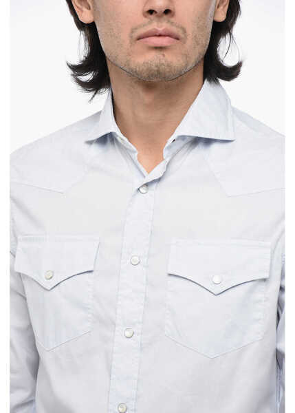 Camasi elegante Brunello Cucinelli Leisure-Fit Shirt With Jewel Buttons White Barbati (BM 15326962) 3