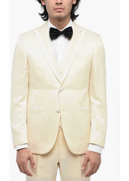 Costume CORNELIANI Cerimonia 3-Piece Wool And Silk Suit With Peak Lapel White Barbati (BM 15327199) 2
