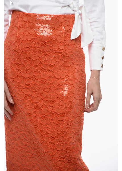 Fuste lungi LAQUAN SMITH Sequined Lace Longuette With Back Split Orange Femei (BM 15327334) 3