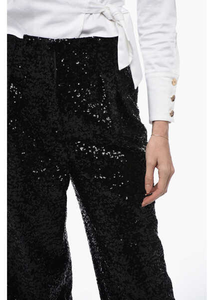 Pantaloni casual In The Mood For Love Sequined Clyde Pants With Wide Leg Black Femei (BM 15327337) 3