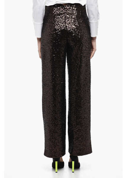 Pantaloni casual In The Mood For Love Sequined Clyde Pants With Wide Leg Brown Femei (BM 15327340) 2