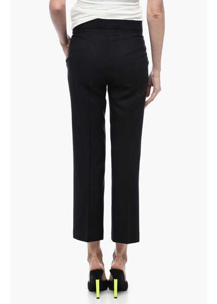 Pantaloni casual Stella McCartney Wool Blend Cropped Fit Pants With Hidden Closure Blue Femei (BM 15327358) 2