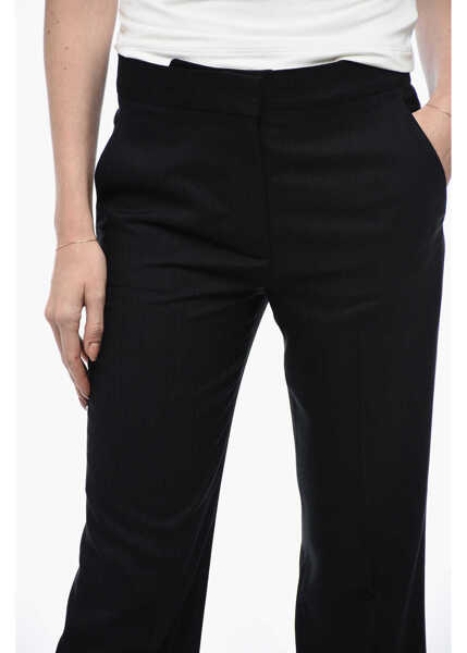 Pantaloni casual Stella McCartney Wool Blend Cropped Fit Pants With Hidden Closure Blue Femei (BM 15327358) 3