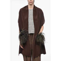 Poncho Silk Stole With Feathered Details Femei