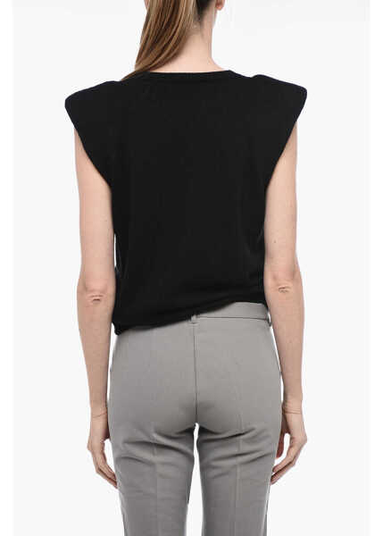 Pulovere FEDERICA TOSI Sleeveless Sweater With Padded Shoulder Black Femei (BM 15327388) 2