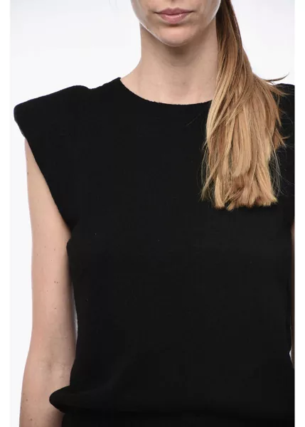 Pulovere FEDERICA TOSI Sleeveless Sweater With Padded Shoulder Black Femei (BM 15327388) 3