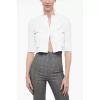 Sacouri elegante Cropped Jacket With 3/4 Sleeves Femei