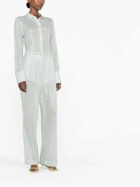 Pantaloni casual ROTATE Birger Christensen Mesh Pant With Sequined Embroidery Green Femei (BM 15327394) 2