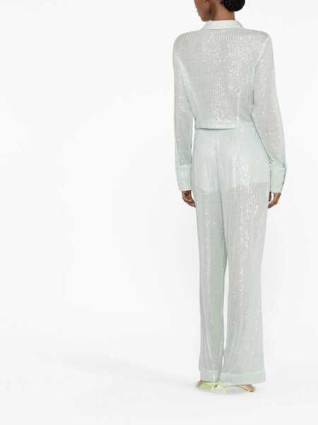 Pantaloni casual ROTATE Birger Christensen Mesh Pant With Sequined Embroidery Green Femei (BM 15327394) 3