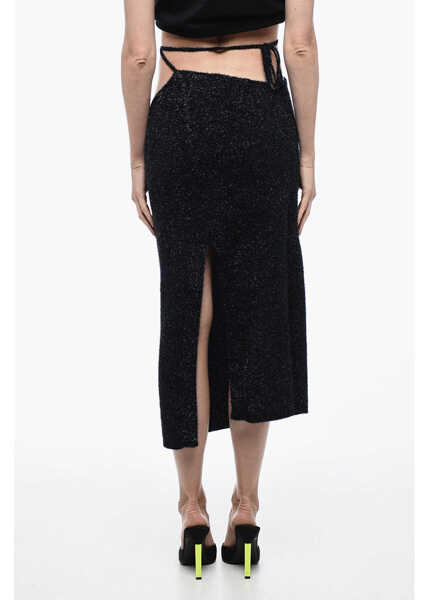 Rochii scurte ROTATE Birger Christensen Fuzzy Glitter Pencil Skirt With V Waist Band Black Femei (BM 15327397) 2