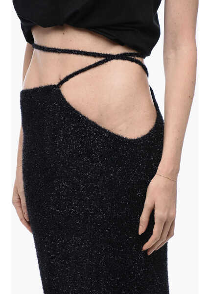 Rochii scurte ROTATE Birger Christensen Fuzzy Glitter Pencil Skirt With V Waist Band Black Femei (BM 15327397) 3