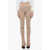 ANDREADAMO Ribbed Flared Pants With Cut Out Detail Beige
