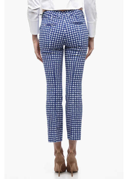 Pantaloni casual True Royal Stretch Cotton Chinos Pants With Check Motif Blue Femei (BM 15327517) 2