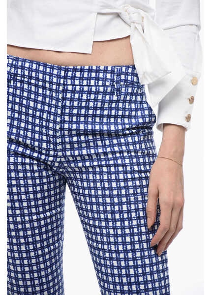 Pantaloni casual True Royal Stretch Cotton Chinos Pants With Check Motif Blue Femei (BM 15327517) 3