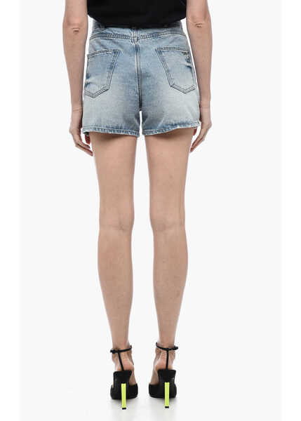 Pantaloni scurti WE11DONE Denim Shorts With Frayed Hem Light Blue Femei (BM 15327520) 2