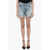 WE11DONE Denim Shorts With Frayed Hem Light Blue