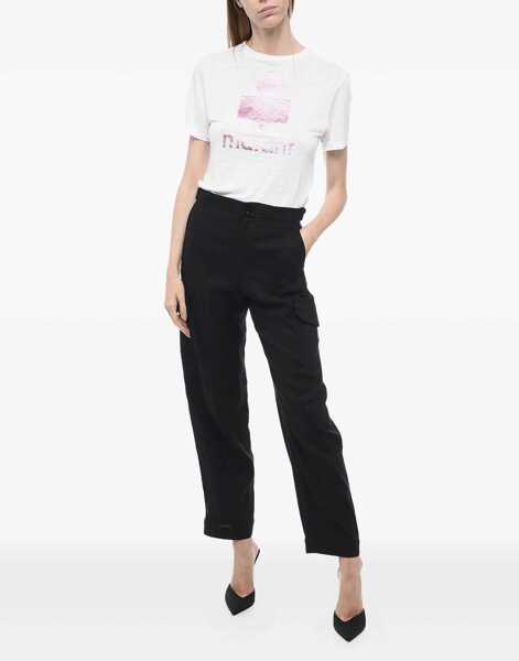 Pantaloni casual Bally Flax Blend Cargo Pants With Martingales Black Femei (BM 15327535) 2