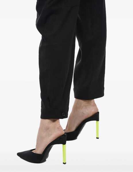 Pantaloni casual Bally Flax Blend Cargo Pants With Martingales Black Femei (BM 15327535) 4