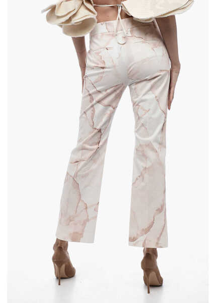 Pantaloni casual True Royal Stretch Cotton Chinos Pants With Murble Motif Pink Femei (BM 15327610) 2