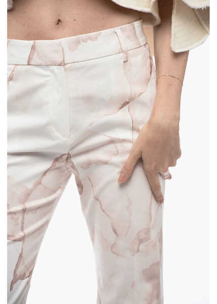 Pantaloni casual True Royal Stretch Cotton Chinos Pants With Murble Motif Pink Femei (BM 15327610) 3