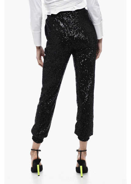 Pantaloni casual In The Mood For Love Sequined Asha Pants With Ankle Cuffs Black Femei (BM 15327622) 2