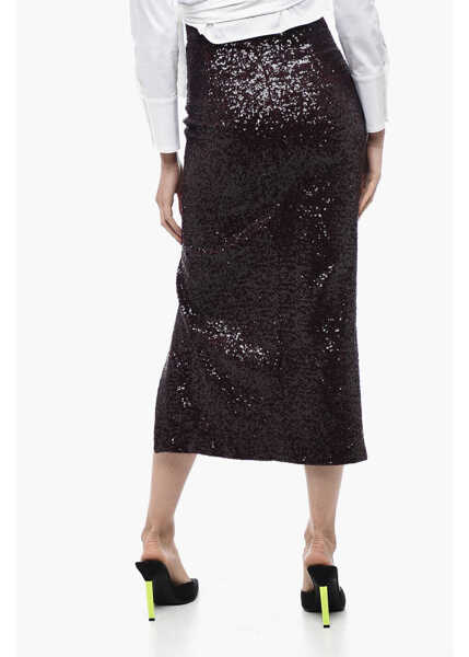 Fuste lungi In The Mood For Love Sequined Tilo Skirt With Front Slit Burgundy Femei (BM 15327625) 2