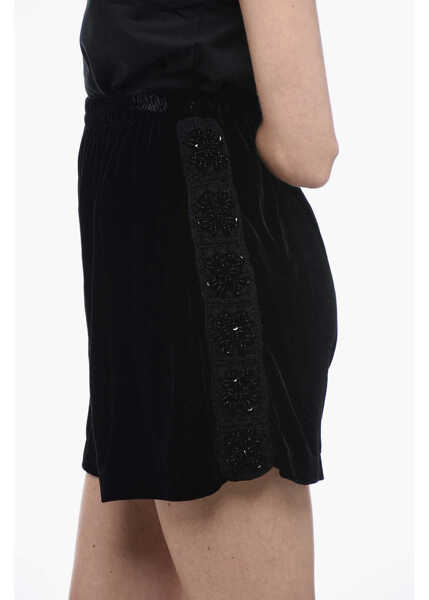 Pantaloni scurti MATIM Velvet Short With Decorative Embroidery Black Femei (BM 15327655) 3