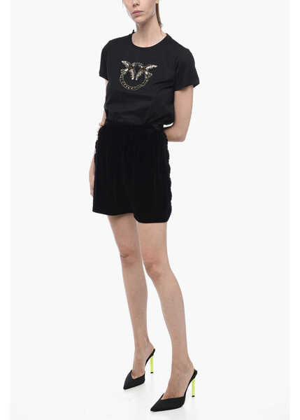 Pantaloni scurti MATIM Velvet Short With Decorative Embroidery Black Femei (BM 15327655) 4