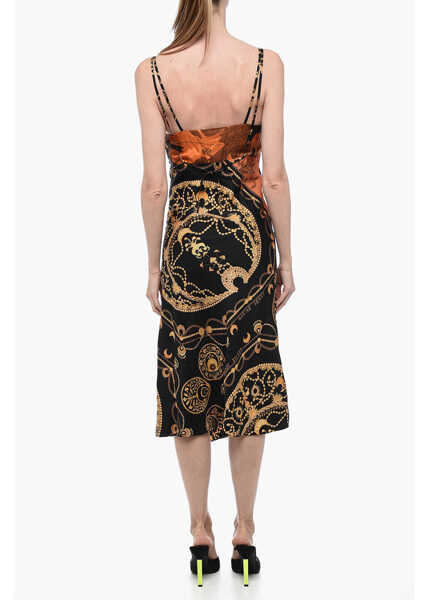 Rochii lungi MARINE SERRE Satin Slip Dress With Graphic Print Orange Femei (BM 15327658) 2