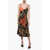 MARINE SERRE Satin Slip Dress With Graphic Print Orange