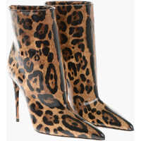 Botine Animalier Print Patent Leather Booties Heel 11 Cm Femei