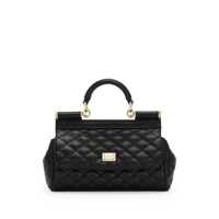 Genti de mana 'Sicily' Black Handbag With Logo Plaque In Quilted Leather Woman Femei