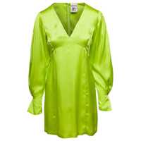 Rochii Lime Green Zoie Minidress V Neck Satin Effect In Silk Blend Woman Femei