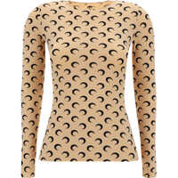 Topuri Long-sleeve Top with iconic all-over contrasting moon logo print Femei